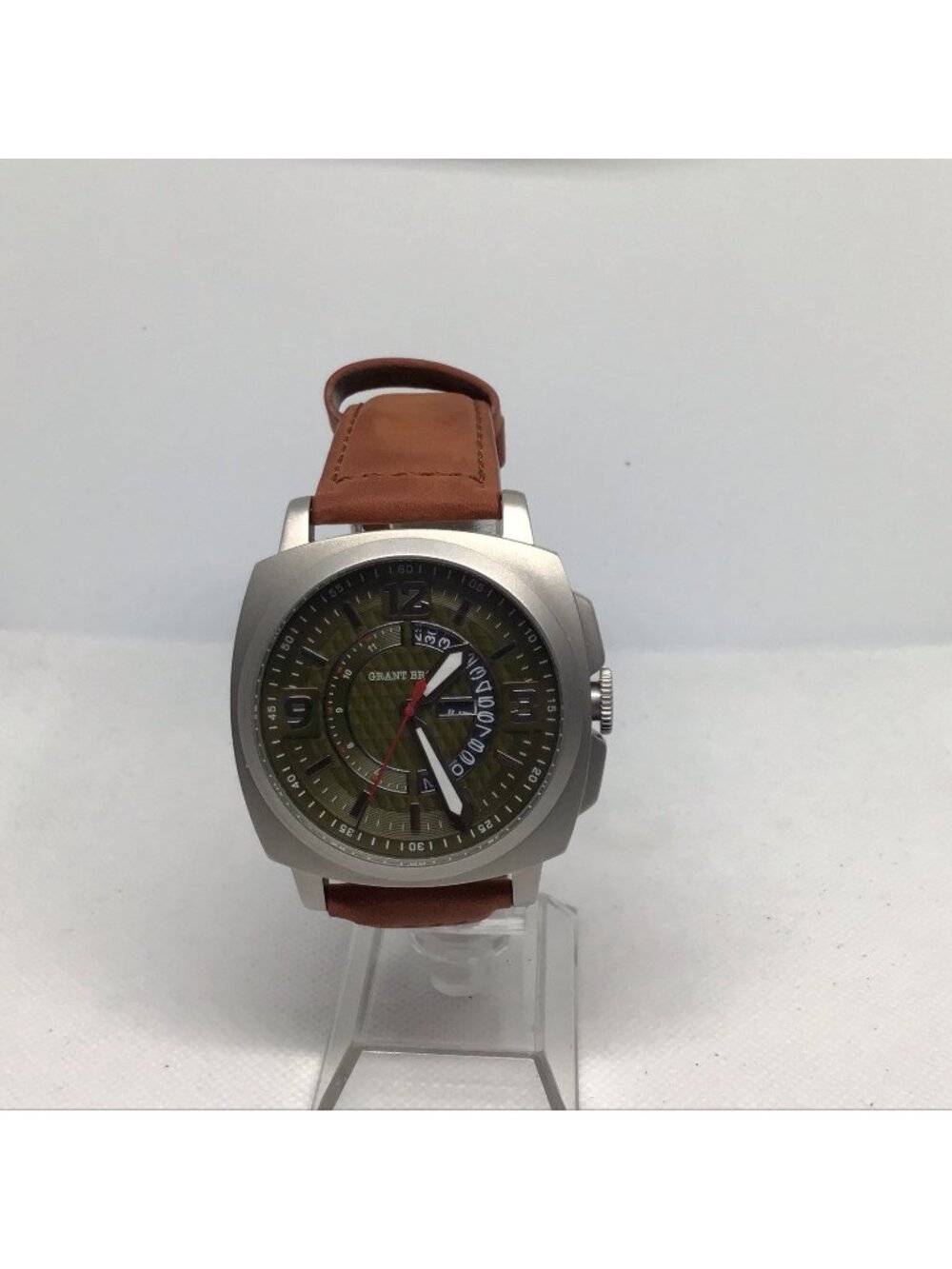 Grant Brown GB9414E Men's 45mm Stainless Steel Date Quartz Watch Clean Design